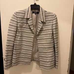 Kasper Women's Striped Blazer - Cream and Gray